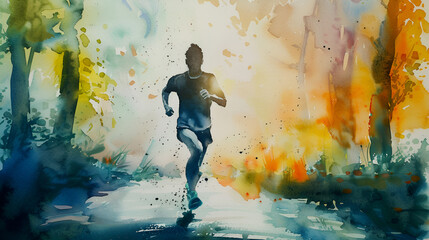 Dynamic Velocity Abstract Runner Sprinting with Explosive Background.
