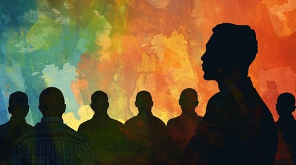 a group of people looking at each other