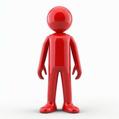 Stick figure 3D icon. Red color. Avatar user profile concept. Generative AI technology.