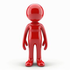 3D icon human stick figure. Red color. Social media user profile concept. Generative AI technology.