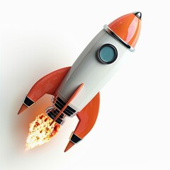 3D rocket icon model. Space galaxy exploration vehicle. Generative AI technology.