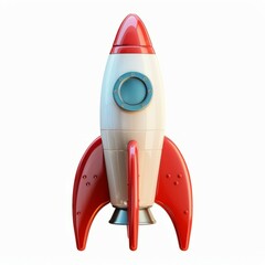 3D rocket icon. Space galaxy exploration vehicle. Generative AI technology.
