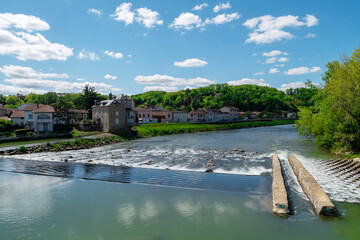 view of Adour river. New Aquitaine. Les Landes, France