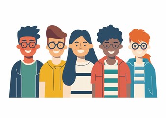 Naklejka premium Diverse Group of Young Adults Smiling Together Illustration