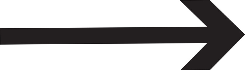 Blue horizontal straight arrow. Thin long arrow vector icon. Right thin line, blue cursor, horizontal arrow long 