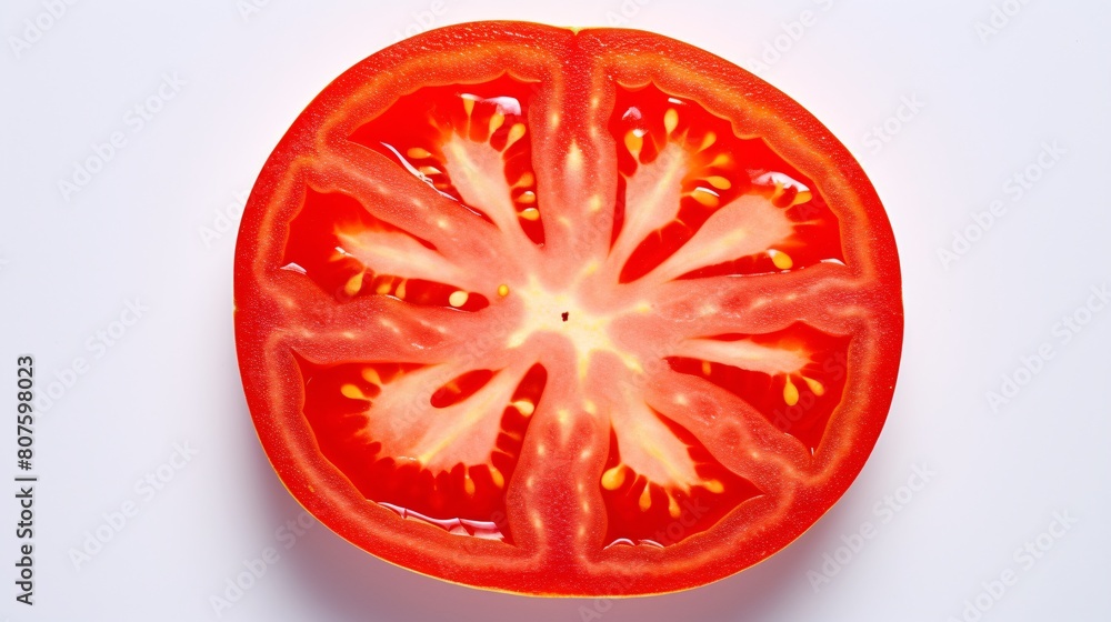 Wall mural a tomato slice with a white center