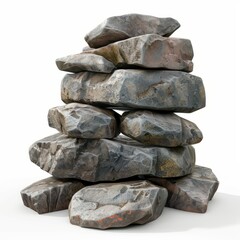 Stones balance tower isolated on white background. Peace and harmony concept. Generative AI technology.	
