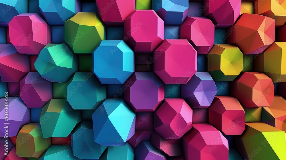 Poster a vibrant tapestry of dynamic composition of colorful geometric shapes abstract background