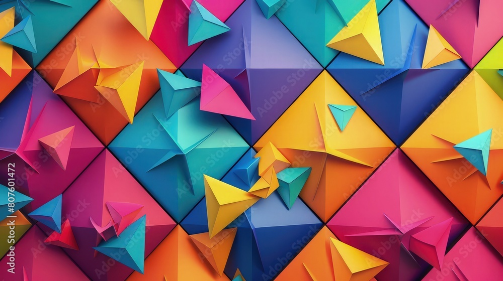 Poster a visually dynamic colorful geometric kite abstract background