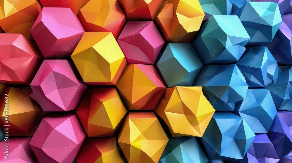 Poster a vibrant tapestry of dynamic composition of colorful geometric shapes abstract background