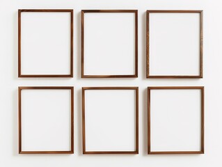 Fototapeta premium Minimalist wooden frames on white background, symmetrically