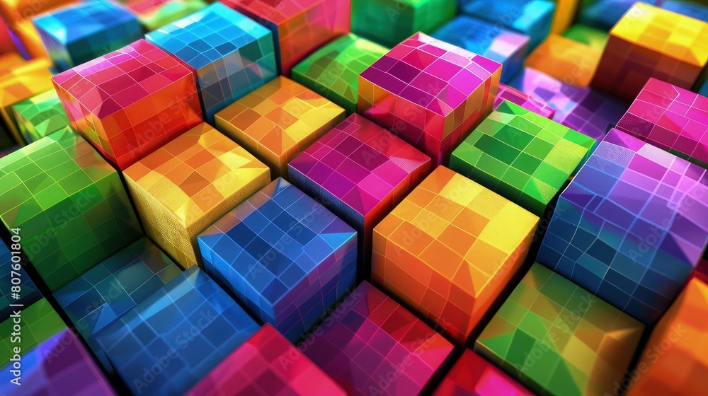 Aufkleber a visually dynamic colorful square abstract geometric background