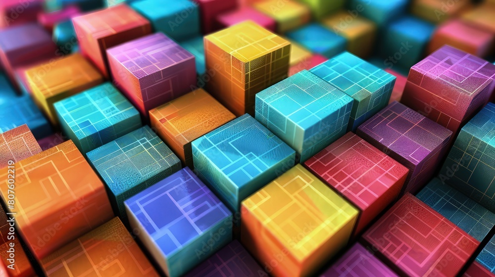 Poster a visually dynamic colorful square abstract geometric background