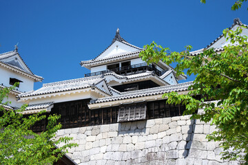 四国松山城の天守閣正面。