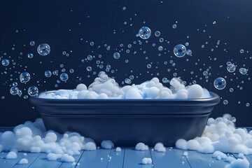 World health day background, soap bubbles and cleaning sponge foam concept illustration