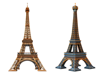 paris eiffel tower isolated on a transparent PNG background, white background , cut out, clipping path, Generative Ai