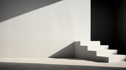 Obraz premium A white staircase is in front of a white wall