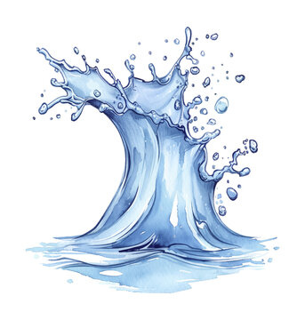 recommend clip art: blue water splash watercolor digital painting good quality