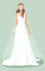 Women in Wedding Dress Clip Art Print