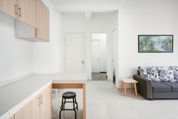 Cozy home interior. Domestic living concept. Healthy work and home balance lifestyle.