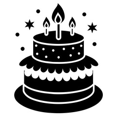 Happy birthday cake vector silhouette illustration on a white background 
