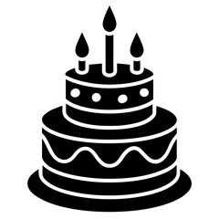 Happy birthday cake vector silhouette illustration on a white background 
