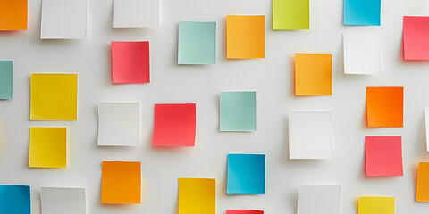Lots Of Colored Square Stickers On White Wall For Background Created Using Artificial Intelligence