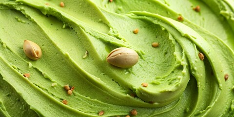 Pistachio flavor gelato - full frame background detail. Close up of a green surface texture of pistachio Ice cream
