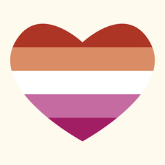Heart with Lesbian Flag. Pride Month concept. Vector illustration