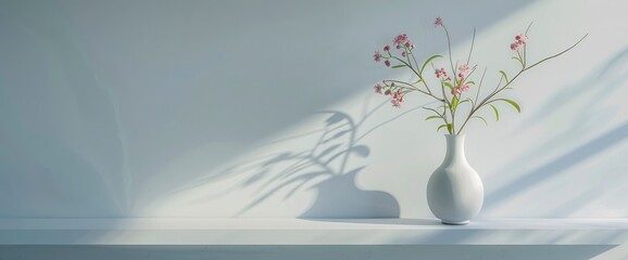 Explore A Mock-Up White Wall Adorned With A Flower Vase On A Shelf, Background HD For Designer 