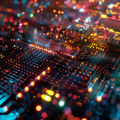 Cyber data flow. Abstract micro processor futuristic background.