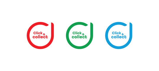 Click and collect sign on white background	