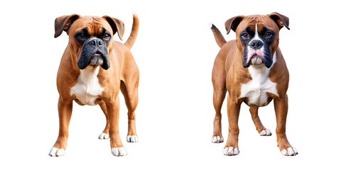 Set of Boxer dog Isolated on Transparent Background PNG Generative AI