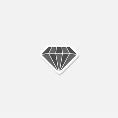Diamond simple icon sticker isolated on gray background