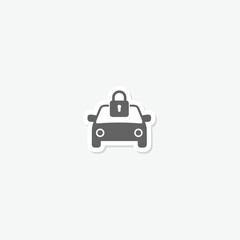 Lock car icon sticker isolated on gray background