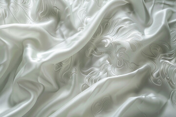 Obraz premium Realistic white silk pictures Printed with exquisite Thai patterns represents luxury