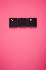 Close-up of the keys of an old keyboard creating vip word