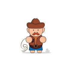 cute cartoon cowboy with shield and sword icon illustration. kingdom concept illustration premium cartoon,flat style cartoon