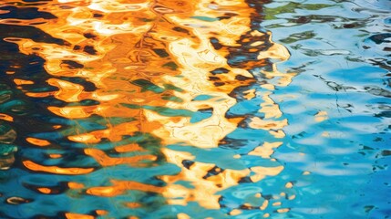 A colorful spectrum of light reflected on a water surface