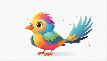 cute colorful bird on plain white background from Generative AI