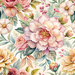 watercolor flowers seamless pattern