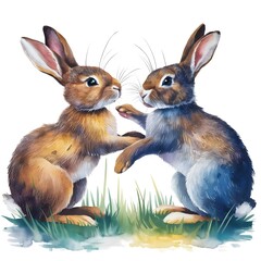 Fototapeta premium two rabbits in a row