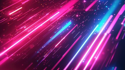 An image of abstract glowing neon light wallpaper with black background. A picture of messy futuristic technology glowing light line. Powerful electrical energy plasma with neon light. AIG42.