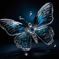Fototapeta premium a butterfly shaped object with a blue background and a blue diamond