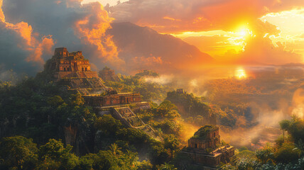 Sunrise at an Inca Temple: A Divine Presence Captured Through the Warm Glow and Breathtaking Scenery