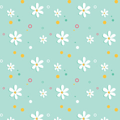 seamless pattern with flowers, summer blue background wallpaper