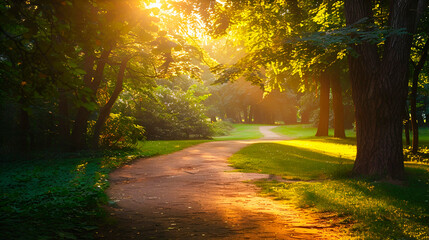 Obraz premium Landscape style photo, running trail in a park