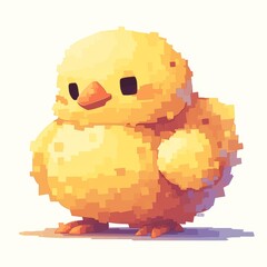 Cute Chiken Rendered in Colorful Pixel Art Style Generative AI