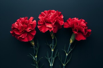 Red carnations on black background