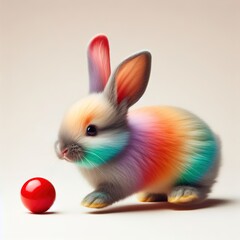 Rainbow colored baby rabbit